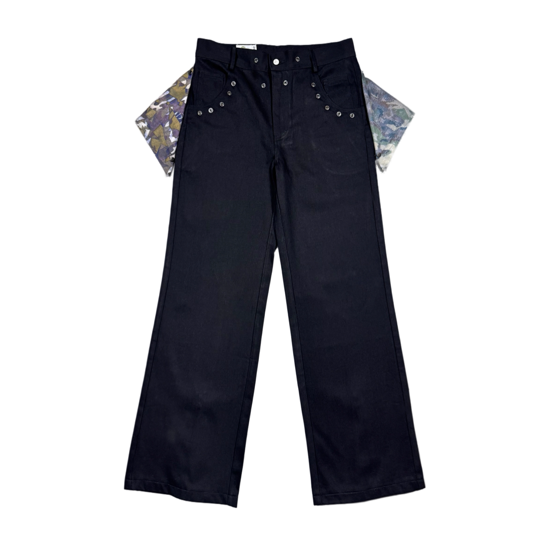 Back-zip Flag Jeans