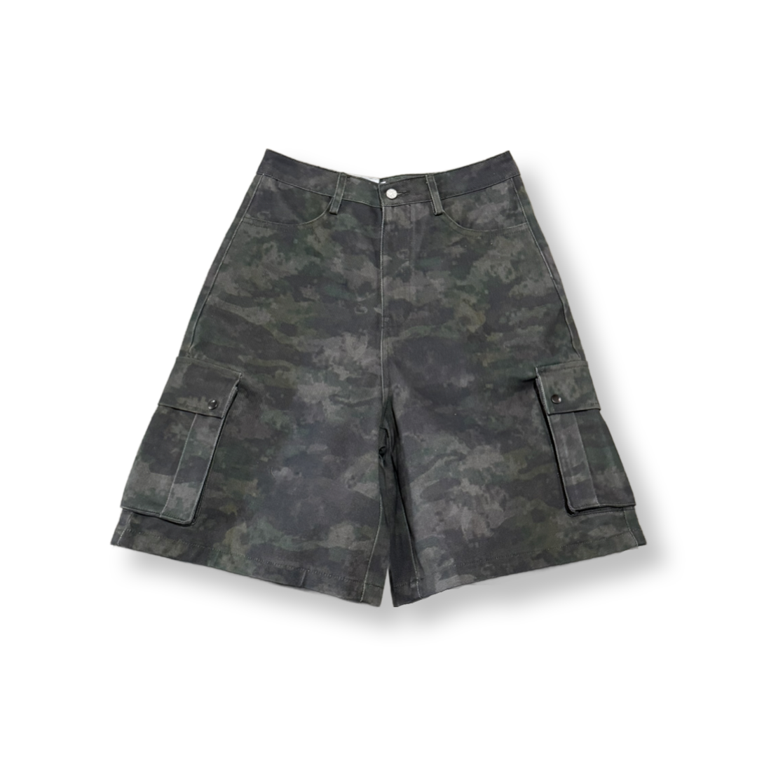 Layered Digi-Camo Cargo Shorts